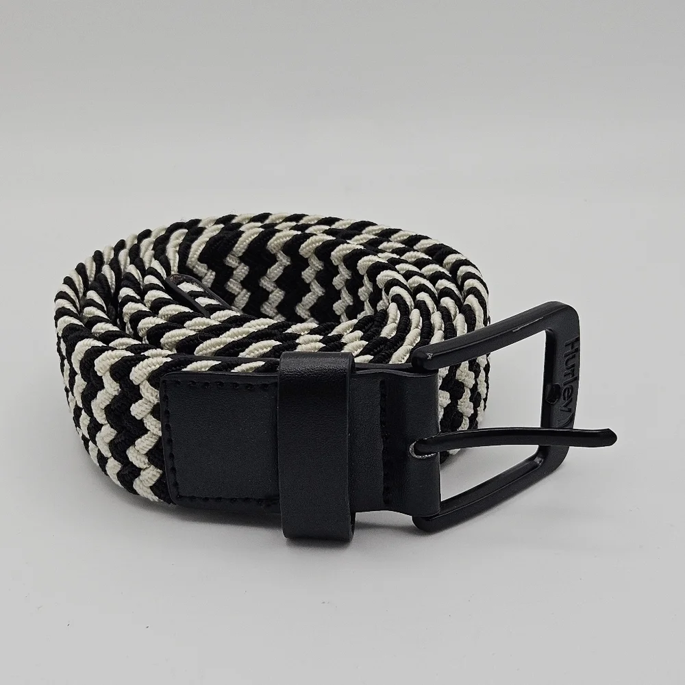 Hurley black and white chevron knit stretchy belt unisex